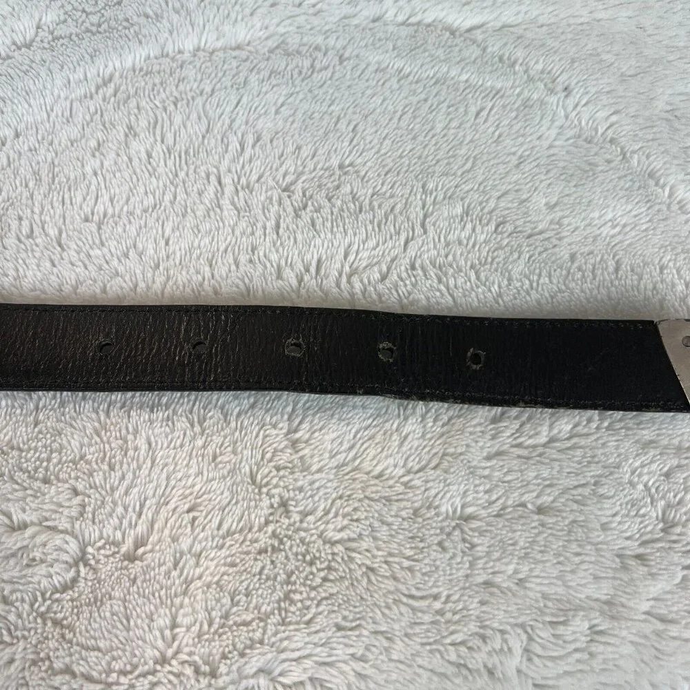Brighton Western Belt Womens Medium Black Leather Alligator Embossed‎ Silver M